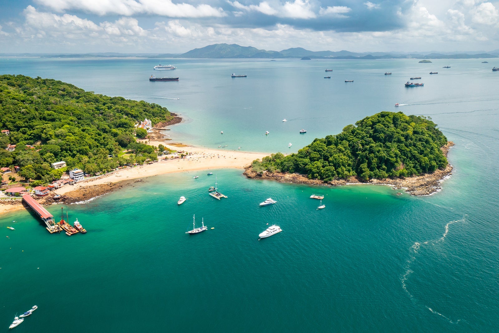 Taboga Island Aerial View. Tropical island located in the Pacific near Panama City, Panama.